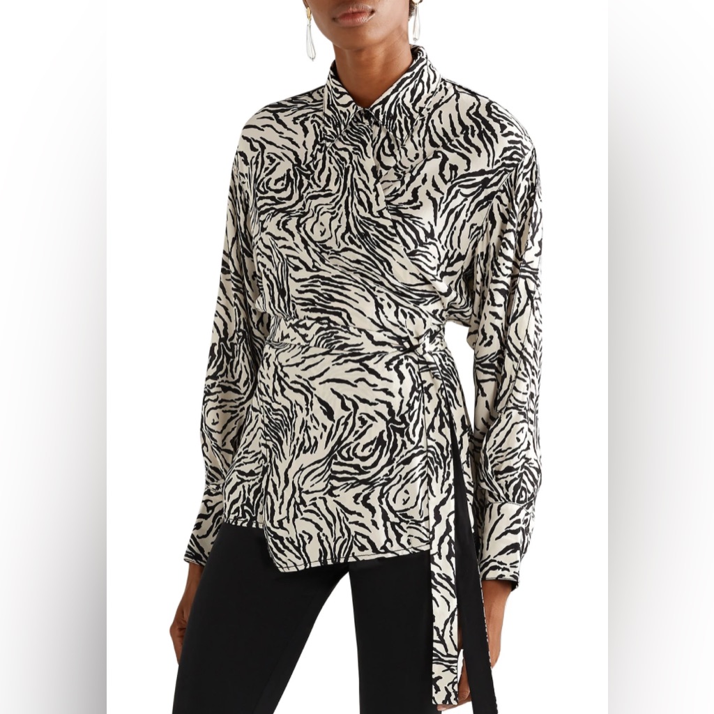 Proenza Schouler Zebra-Printed Wrap Blouse
